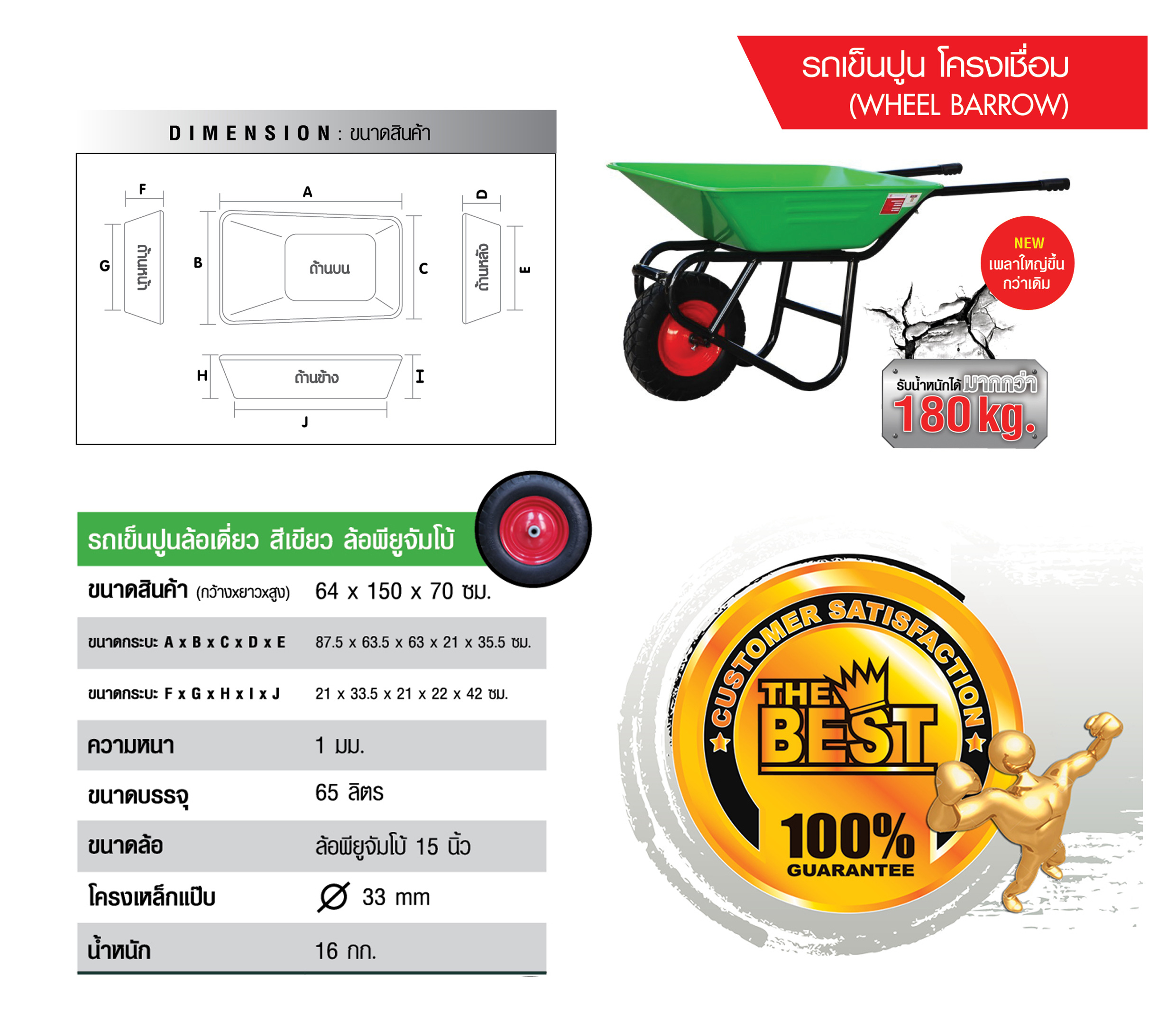 รถเข็นปูน-โครงเชื่อม-ล้อเดี่ยว-พียู