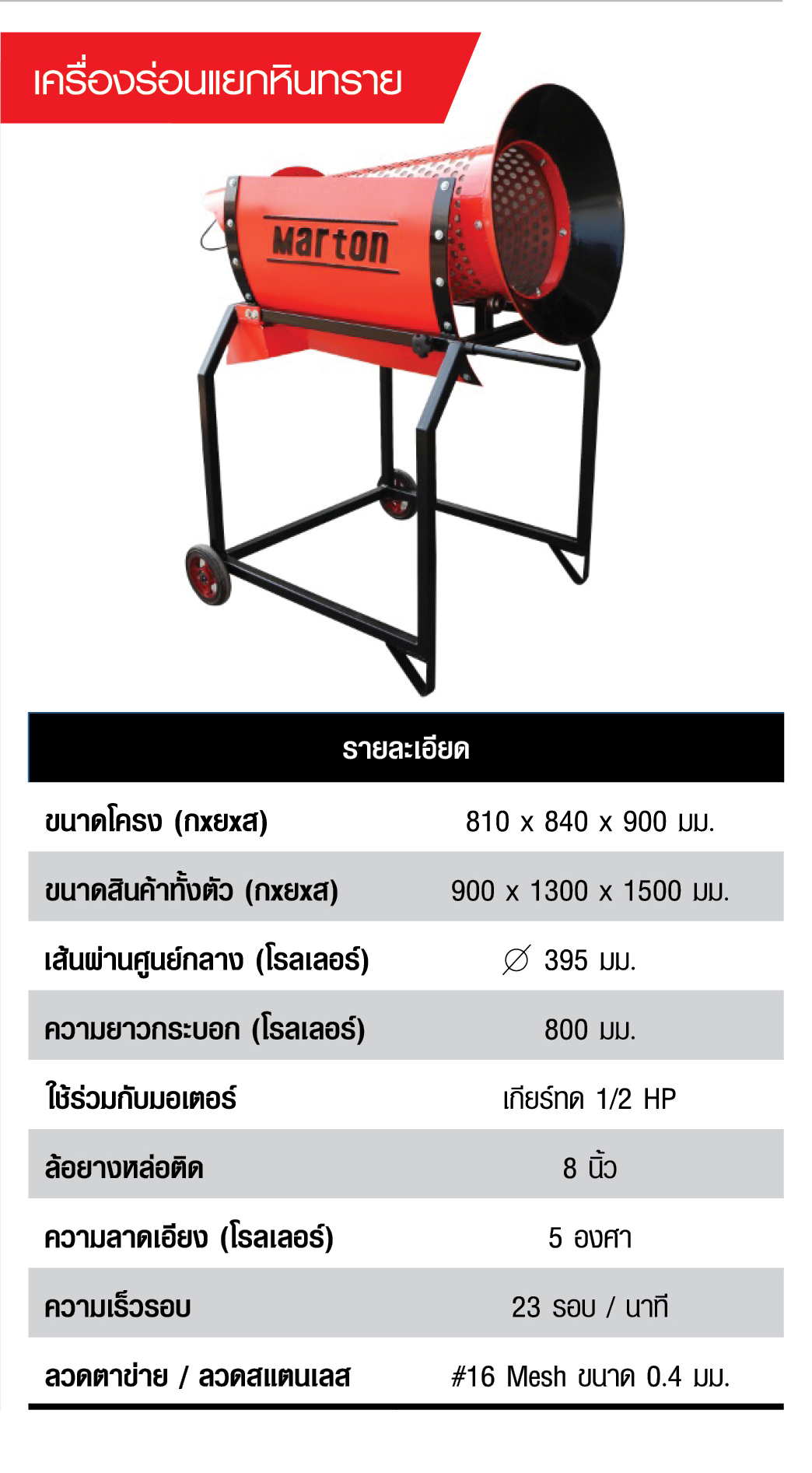 เครื่องร่อนแยกหินทราย